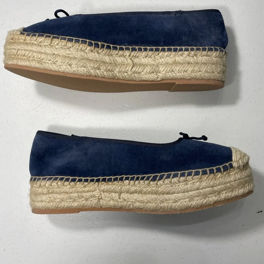 Talbots Blue Espadrille Flats with Bow Detail Size 7 SB-95
